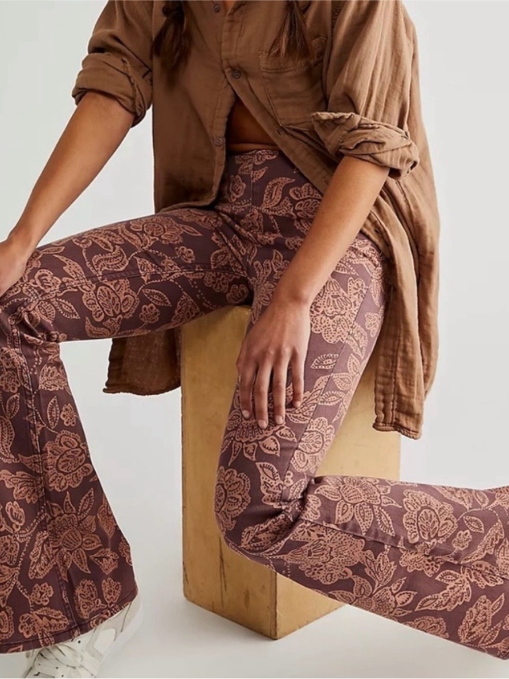 We The Free Penny Pull On Paisley Floral Printed Flare Pants Size 30
